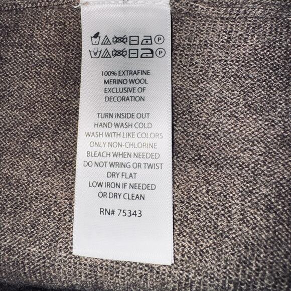 Ellen Tracy Medium Brown 100% Extra Fine Merino Wool Sweater Cable Cowl Cardigan - Picture 6 of 6